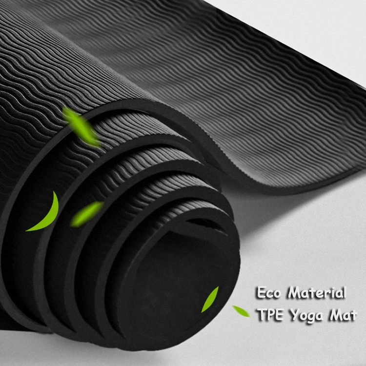 

Manufacturer Anti Fatigue Light Weight Pilates Mat Washable Eco Friendly Pure Color Natural Black TPE Yoga Mats, Pure black