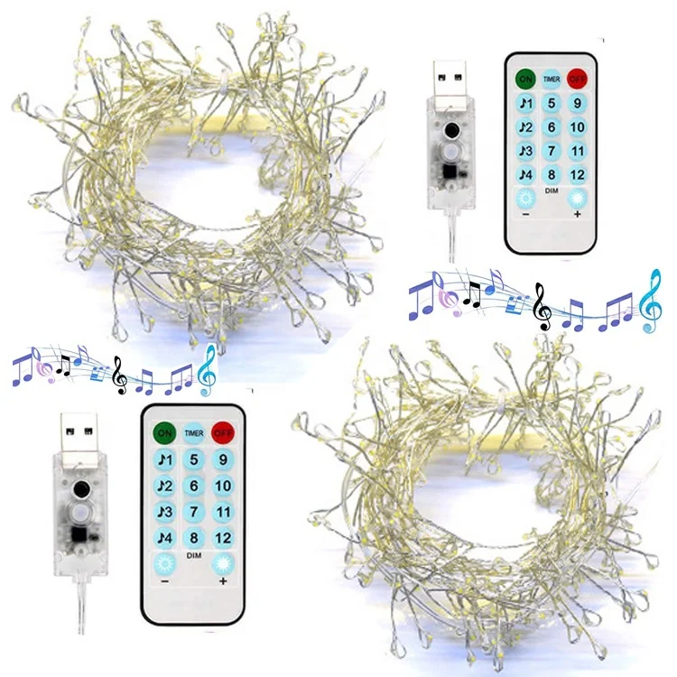 Firework lights USB Powered led string Lights for Halloween Decorations with Timer Sound Activated Function Can Sync with Voice