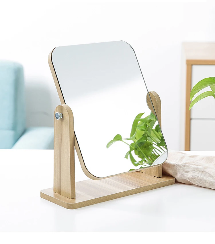 

Wooden makeup mirror Desktop Mirror Cosmetic mirrors L, Dark khaki