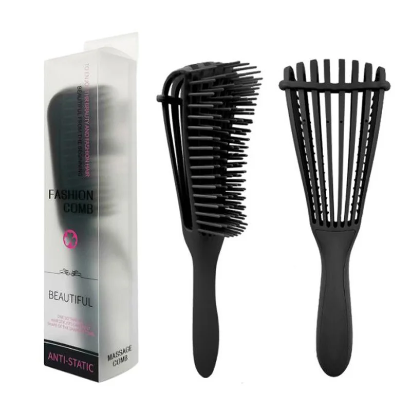 

Private Label 8 Rows Detangle Brush Set Massage Detangling Hair Brush with Handle