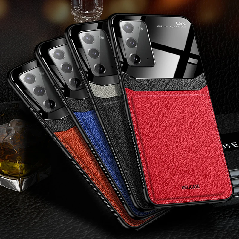 

Quality Back Cover Case for SAMSUNG Galaxy Note 20 Note20 Ultra Note9 Note10 Note 8 9 10 Lite PU Leather Mobile Cell Phone Case, Black blue brown red