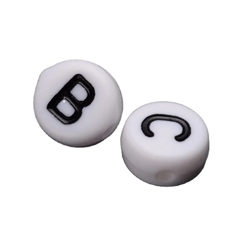 

PandaHall 7mm White Acrylic Pony Plastic Flat Round Alphabet Beads
