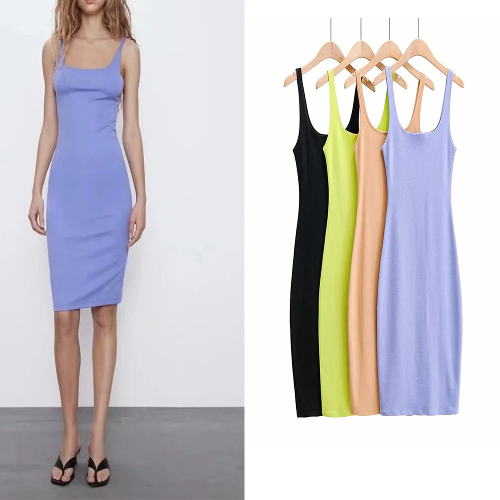 

Summer stretch slim mid-length dress bag hip dress