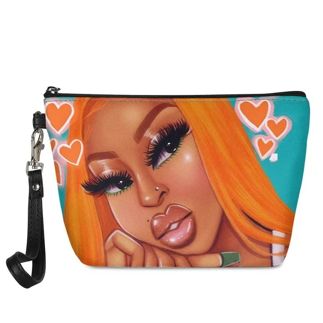 

Make Up Bags Women Black Art African Girls Printing Cosmetic Cases Ladies Makeup Pouch Females Cosmetic Bags, Customized
