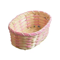 

Hand woven small decorate oval colorful bamboo cane gift basket