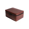 Square leather cigar travel humidor with plastic lining