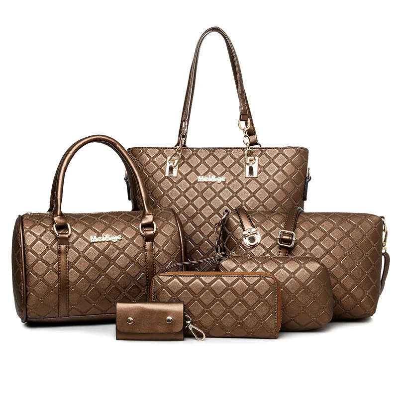 

women handbags set 6pcs hand bag women set ladies hand bags set, Black,white,red,golden,pink,green