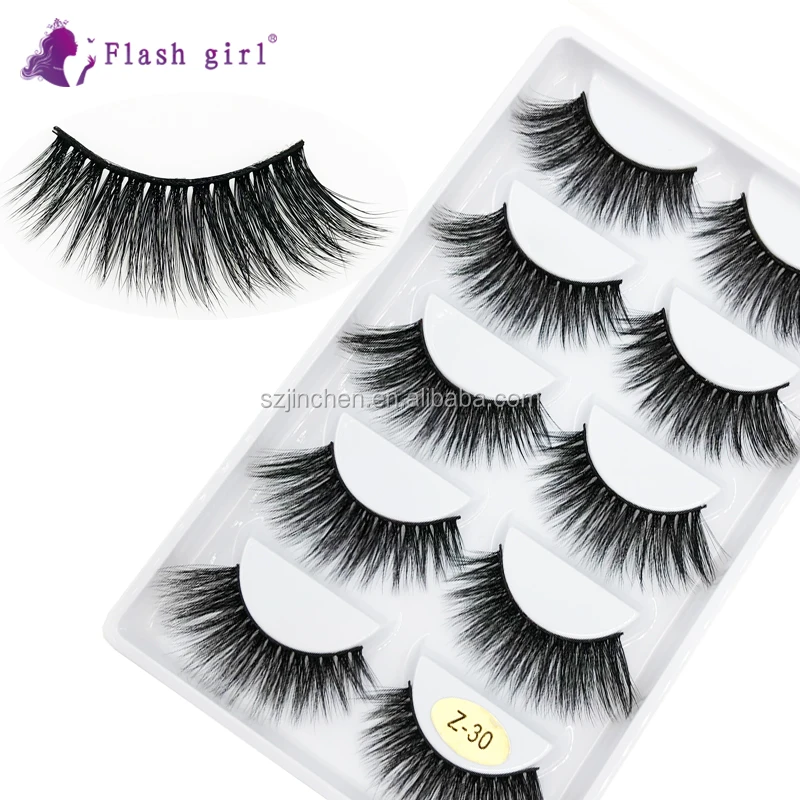 

Flash Girl Z Series Full Strip Eyelashes 5 Pairs Natural 3D Real Mink False Eyelashes