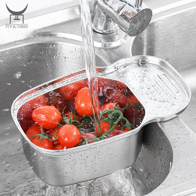

Multifunctional Kitchen Sink Strainer Drain Storage Basket, Fruit Vegetable Stainless Steel Drainer Basket Filter Shelf, Silver, black, customized color