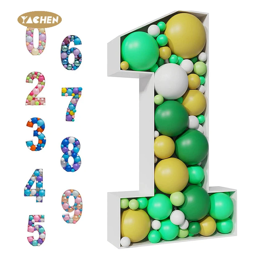 

Yachen 2023 Hot Sale Large Fillable Mosaic Balloon Stand Frame 0-9 Number Ballons Filling Box For Birthday Party Decor
