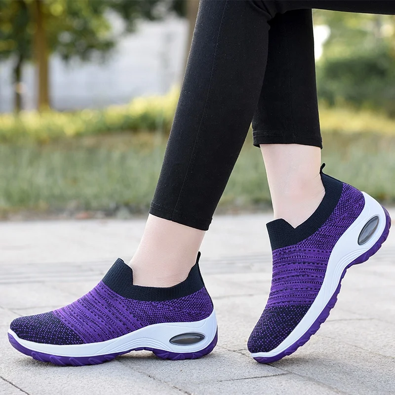 

Slip on Walking Sock Sneakers Girls Nurse Mesh Platform Loafers Casual sneakers for ladies shoes sports women fashion sneakers, Purple/red/black