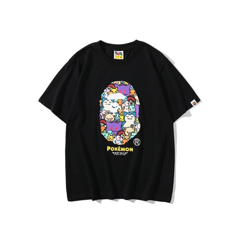 

High quality round collar BAPE Bao Kemeng joint ape head male and female cotton high quality T-shirt wholesale