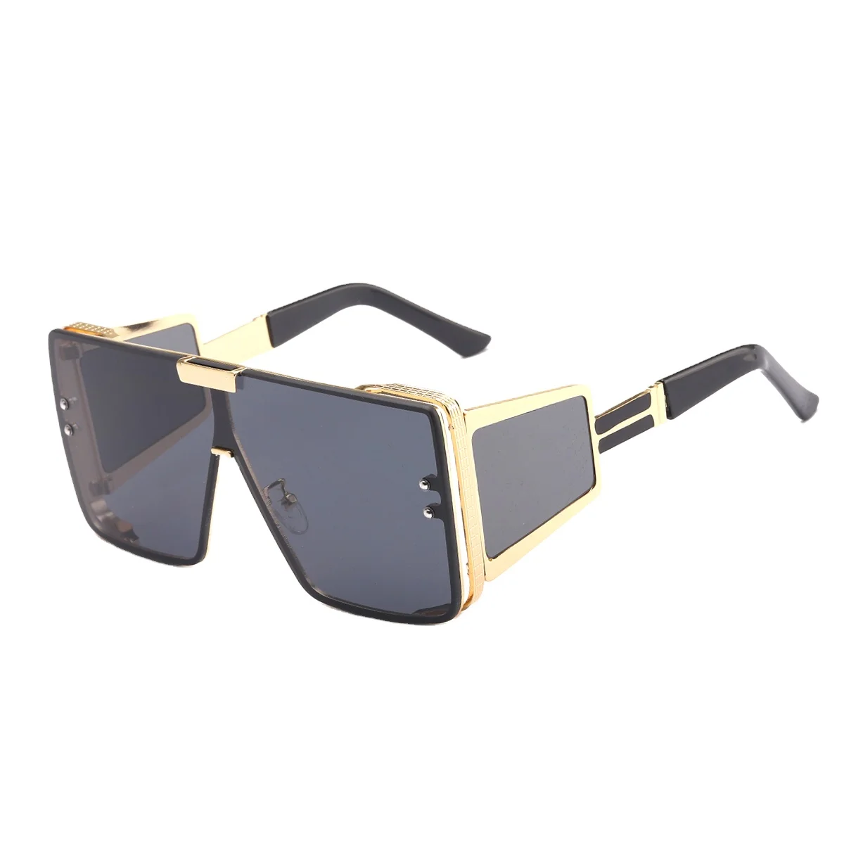 

[RTS]2021 New Desinger Popular Style Oversized One-Piece Metal Luxury Sunglasses For Men And Women Custom Glasses