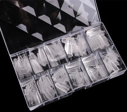 

500-550 Pcs/Case T Shape Virtual French Nail Tips Clear Natural Half-cover Coffin T Shape Nail Art Acrylic Tips