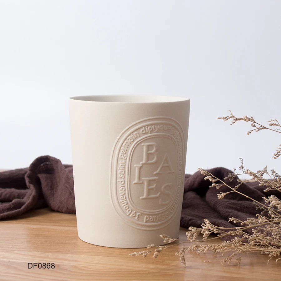 Custom Matte Candle Vessels Ceramic Embossed Large Empty Candle