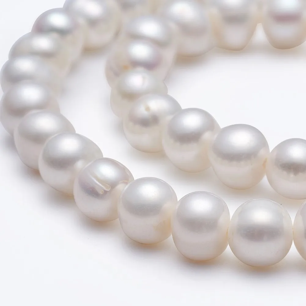 

PandaHall Round Natural White Color Freshwater Pearl Beads Strands With Hole: 0.8mm