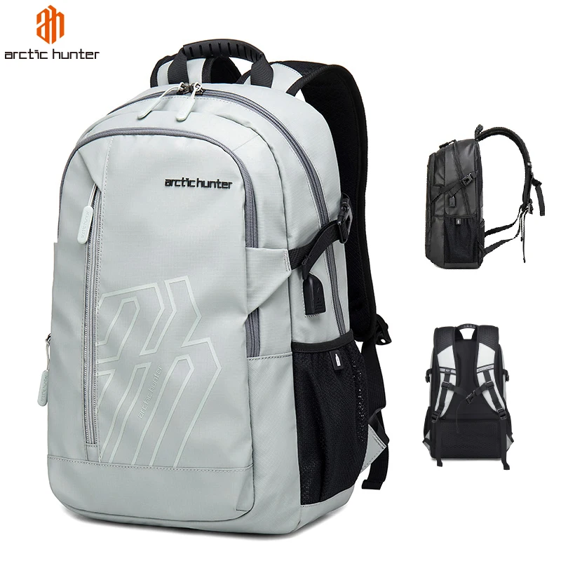 

Arctic Hunter 2020 Custom Logo Promotional Printed New Style Polyester Fashion Bag Gym Sports Backpack, Black/blue/light grey/orange