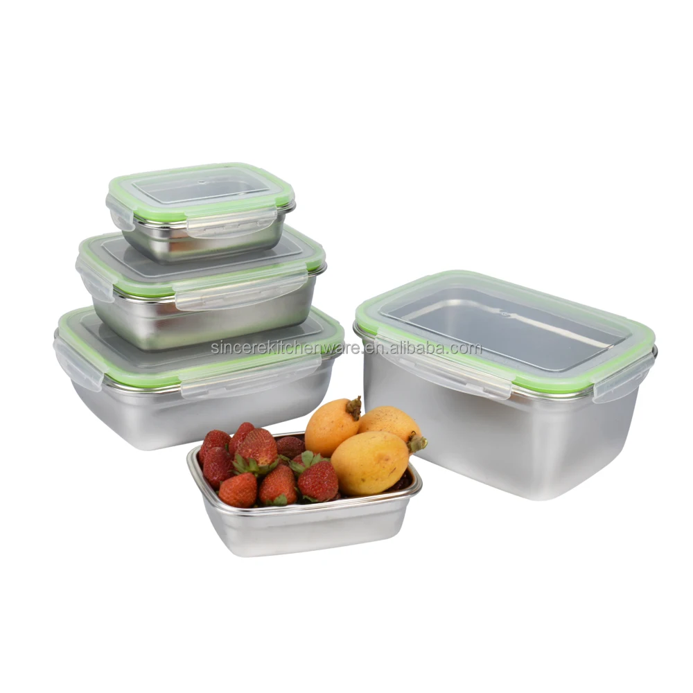 

Leak proof Lunch Box Stainless Steel food storage container set 850ml 1800ml, Green