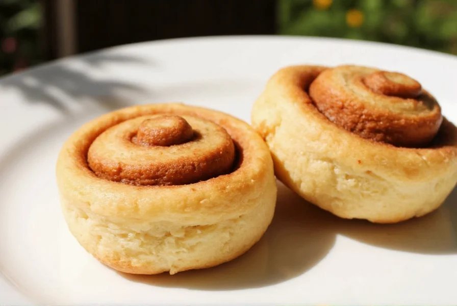 Homemade low calorie cinnamon rolls on a white plate with natural lighting showing soft texture and cinnamon swirls