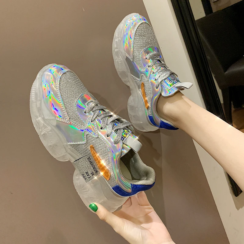 

2019 new arrive Diamond Foamposit Woman Casual Transparent Wedge Summer Rhinestone Sneaker shoes