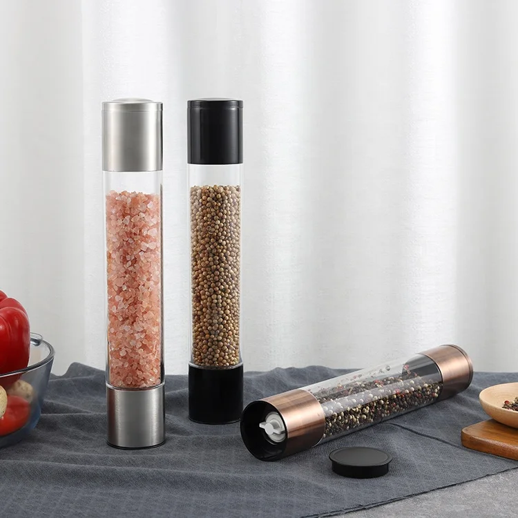 

2021 New Arrivals Amazon Top Seller Kitchen Gadgets 350ml Stainless Steel Plastic Herb Salt and Pepper Grinder for Cooking