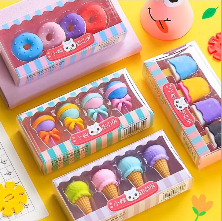 

mini kawaii cute stationery food cake girl school children's kids ice cream 3d dessert eraser for children