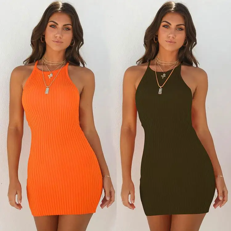 01BF063 fashion sexy summer Above Knee, Mini sleeveless Sexy & Club  Knitting evening Bodycon Woman Casual Club Dress Sexy