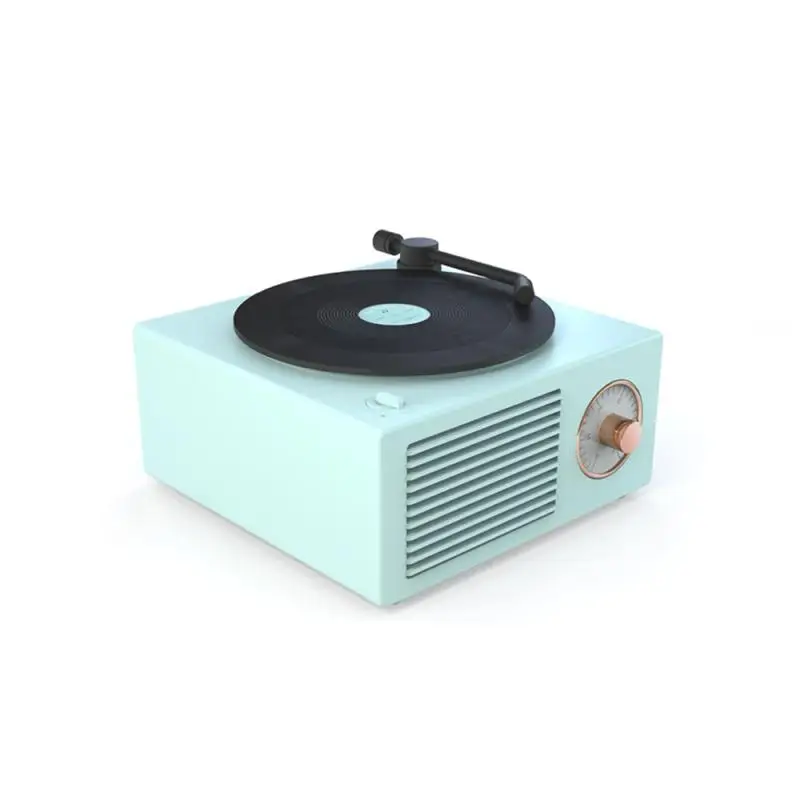 

Loudspeaker Subwoofer Wireless Speaker Home USB Charging Record Player Shape Nostalgic Portable Music Retro Speaker