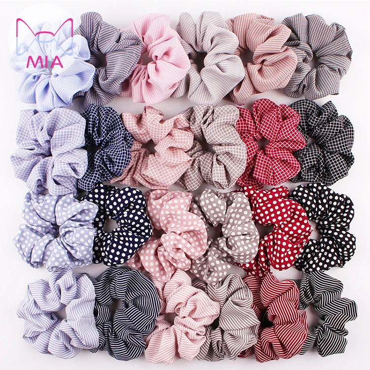 

Free Shipping Women Vintage Stretch Dot Plaid Striped Elastic Hair Bands Scrunchies Headband Girls Hair Ties Hair Accessories, Picture shows