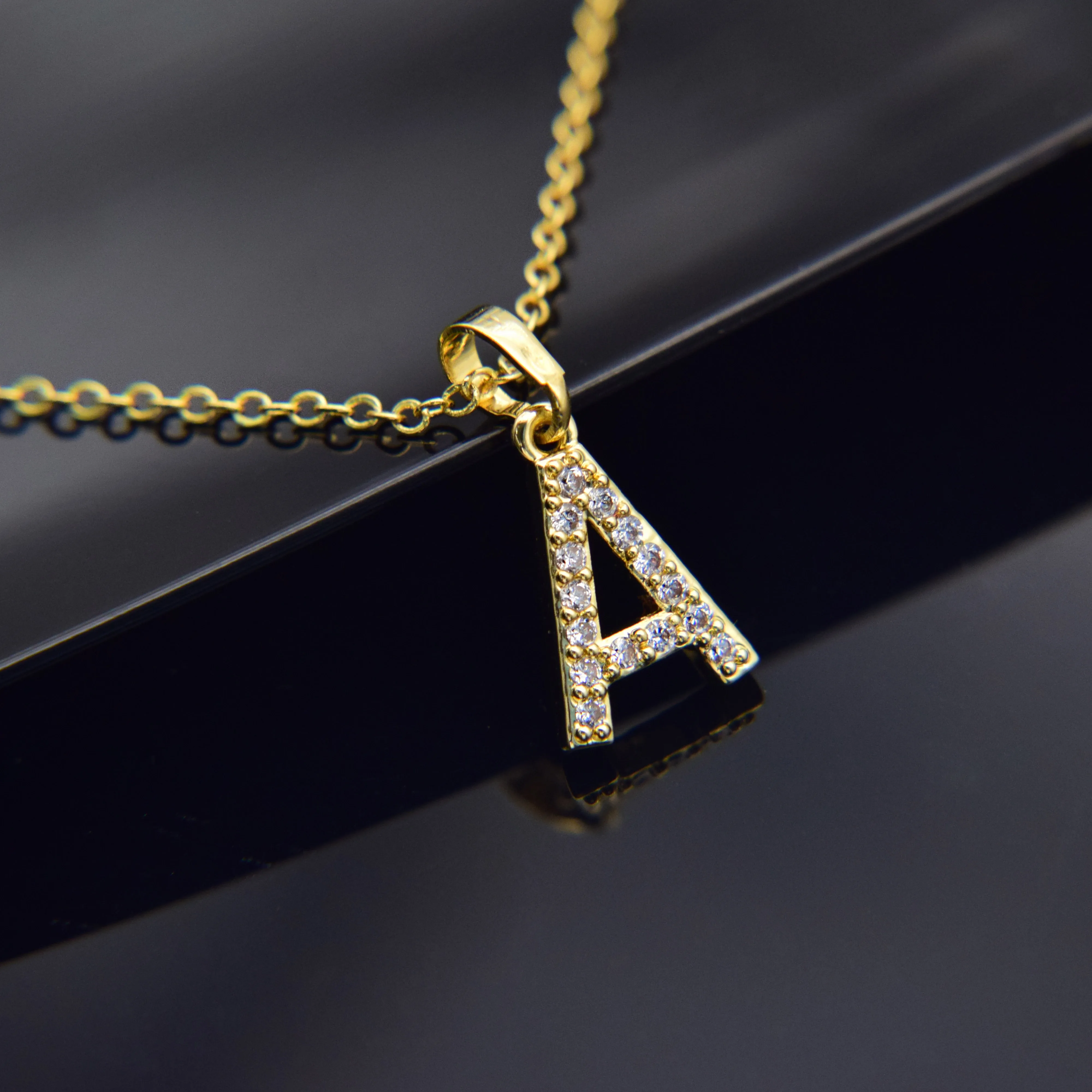 

Cubic Zircon Alphabet Pendants Silver Color Copper Mini A-Z Letter Pendant Initial Gold Necklace