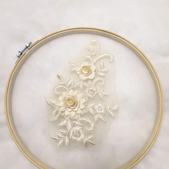 

Showy indian decorative sewing on champagne mesh lace applique 3d, Accept customized color