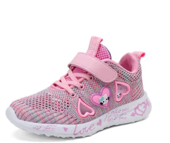 

2020 fashion breathable girls children sneakers lace up light kid mesh sport shoes summer student sneakers plus size