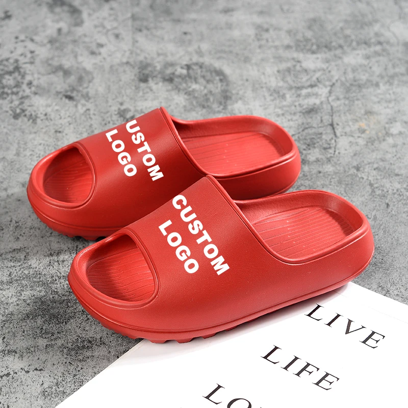 

Custom Logo Indoor Comfortable Soft Slippers Men Women Non-slip Bathroom Home Shoes Flat Eva Thick Sole Slides Women's Slippers, All color available