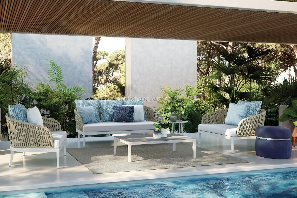 Hot sale comfortable outdoor furniture hand woven garden furniture rope sofa