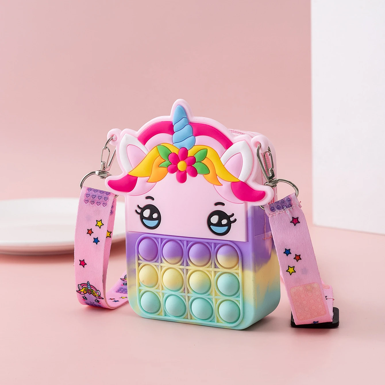 

2022 Hot Sale fashion little girl popit kid Cute Chain Silicone pop it kid coin unicorn Purse and Handbags, Picture