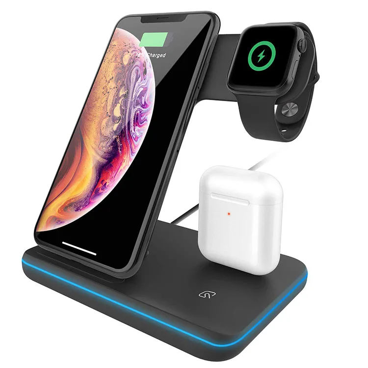 

greatmiles phone earphone fast stand 3 in 1 15w wireless charger station charging dock