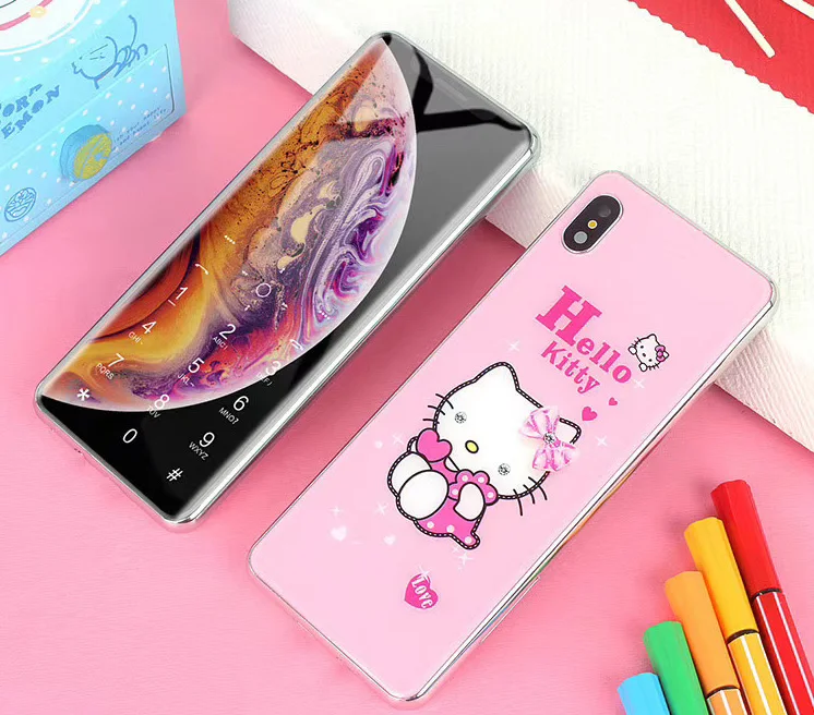 

hot sale Unlocked Cartoon Mobile Phone A88 Hello Kit Luxury Cute Girl Phone FM Kids Children Cell Phone, Pink , blue, white