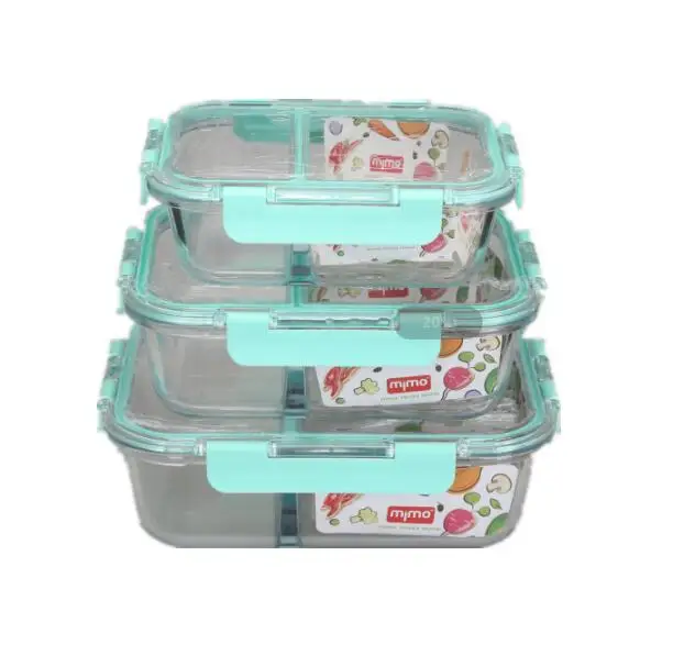 

High Borosilicate Glass Meal Food Lunch Box Set With Full Compartment With MS Lid
