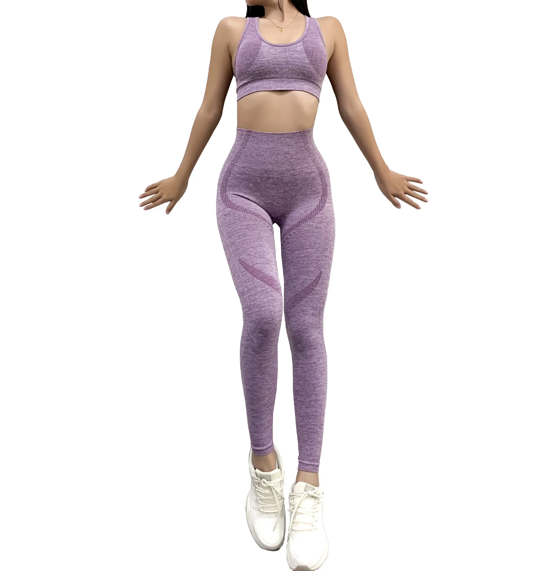 

Woman Yoga Wear 2 Piece Outfits Crop Top Long Pants Sports Leggings And Bra Fitness Eco-friendly Yoga Set, Picture