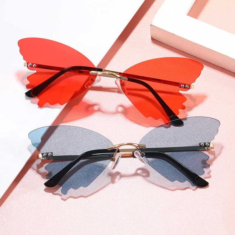 

Superhot Eyewear 11739 Fashion 2020 Sun glasses UV400 Ladies Rimless Butterfly Women Sunglasses