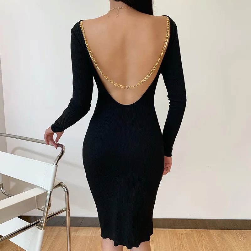 

2020 new arrivals autumn collection long sleeve women sexy bodycon backless casual dresses