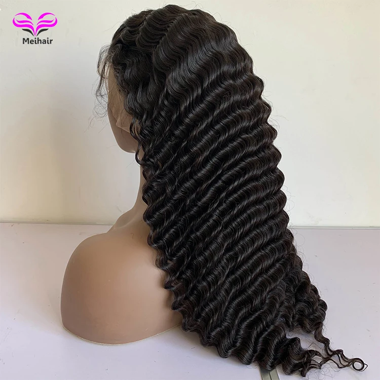 

Wholesale virgin hair lace front wig vendor , Pre plucked virgin human hair pineapple wave natural color lace front wig