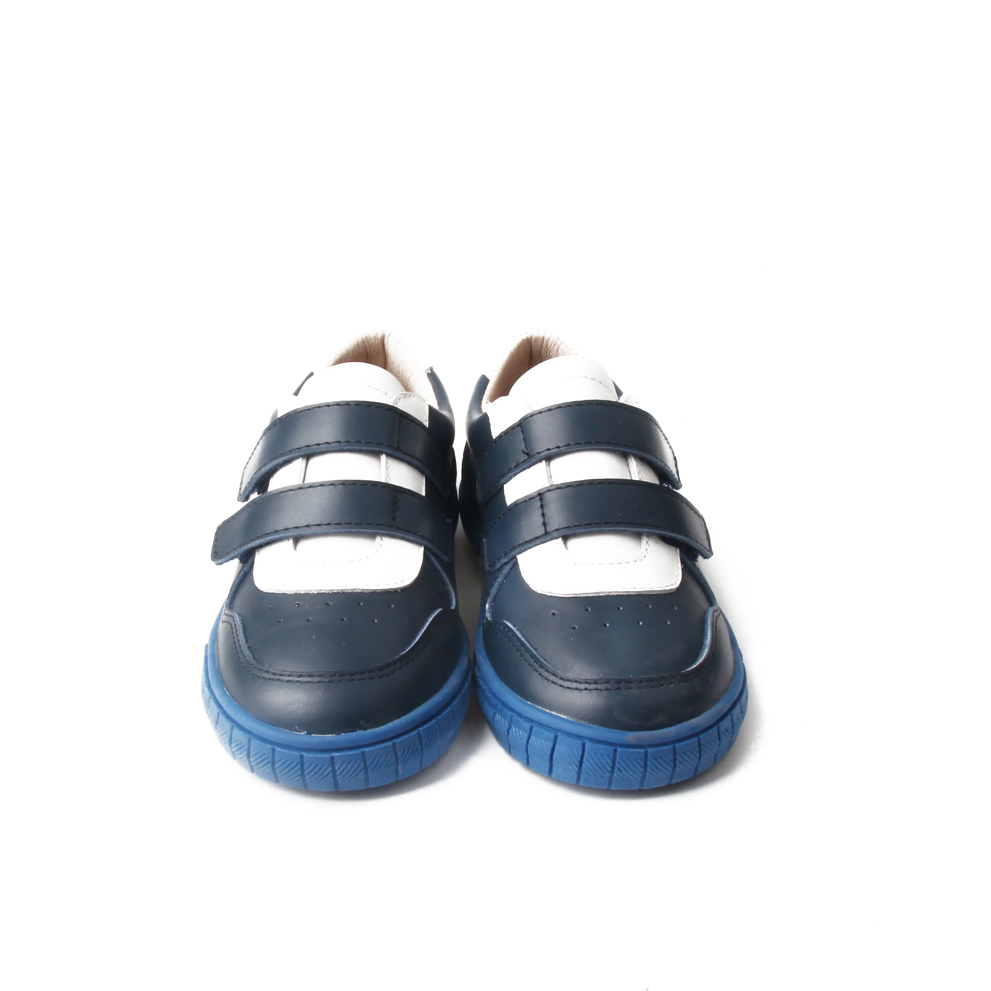 特殊蓝色橡胶鞋底白色蓝色儿童学校休闲运动皮鞋学生女孩儿童运动鞋