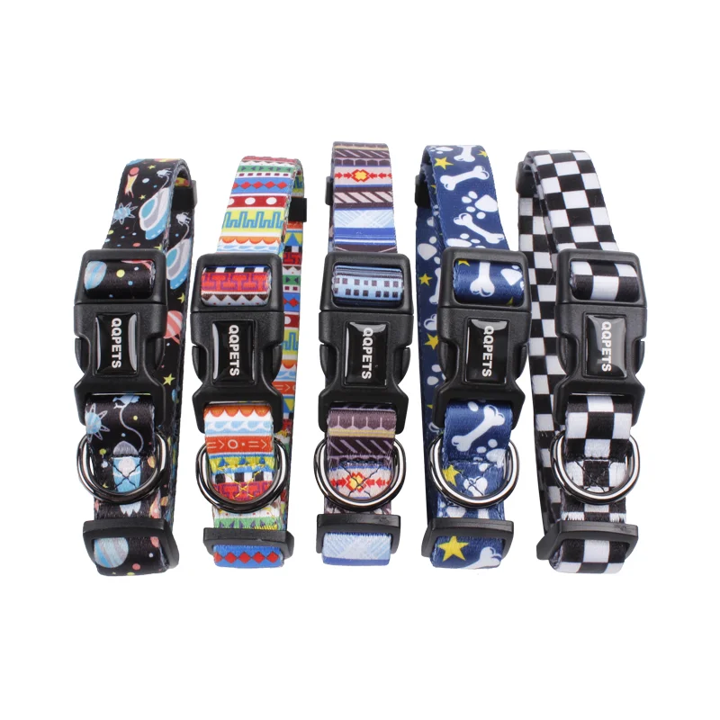 

Beautiful designer heat transfer print logo big dog collar wholesale, Pink,blue,white or customized