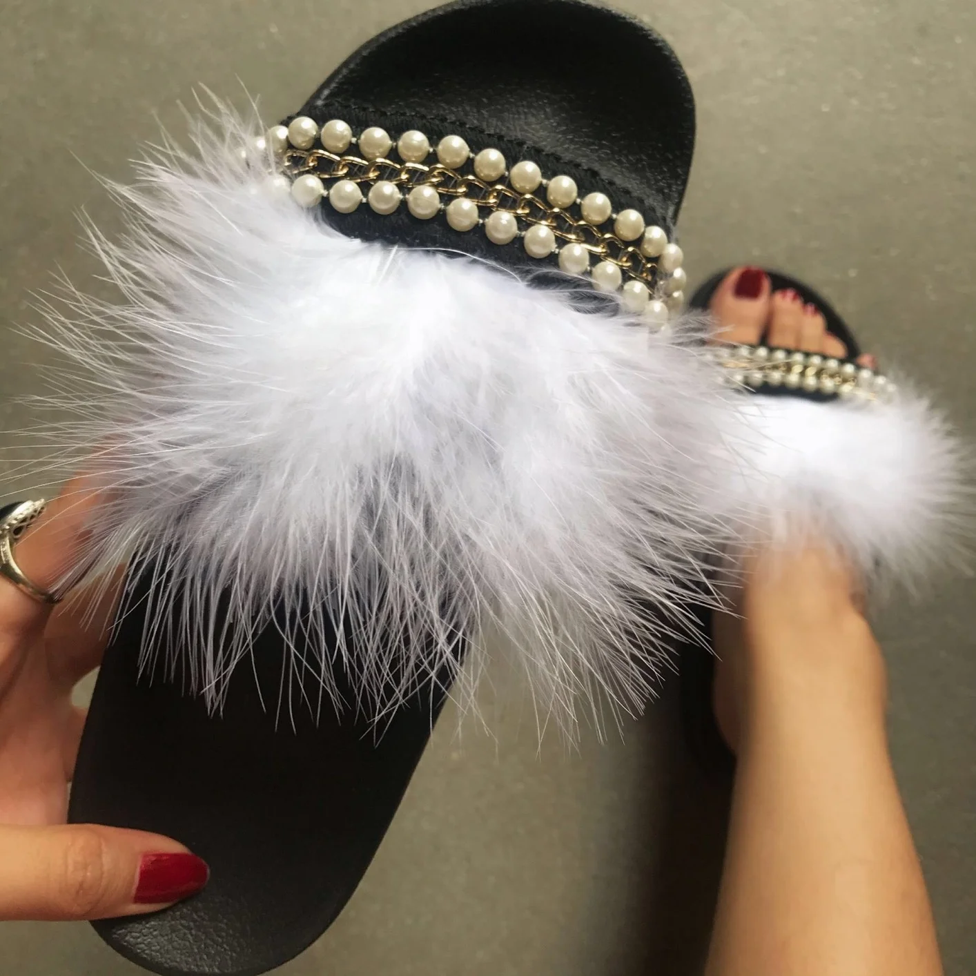 

Women Slipper 2021 New Fashion Ladies Slides PVC Flat Heel Slip On Outdoor Summer Slippers