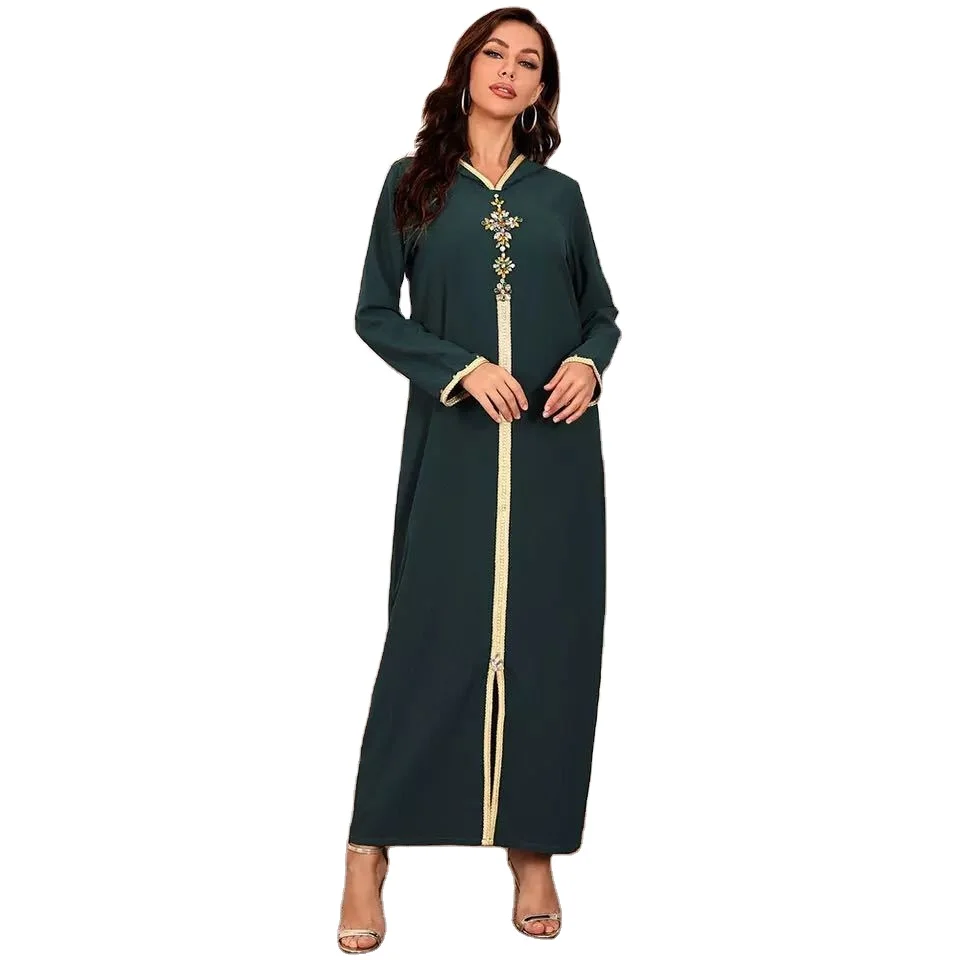 

Factory Direct Sale Caftan Dubai Turkey Islamic Muslim Hijab Dress Middle Eastern Robe For Women Djellaba Hooded Sweater Dress