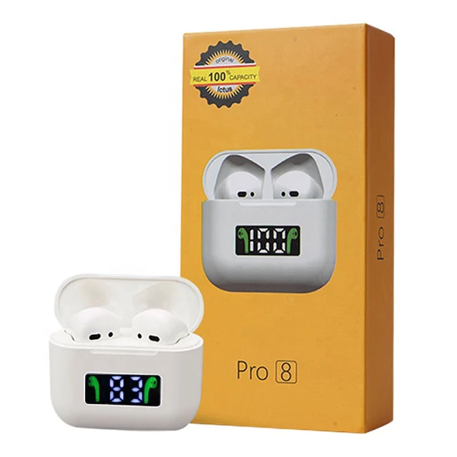 

2021 Wireless earbuds BT 5.0 Pro8 TWS Earphones LED screen with charging case, Colorful