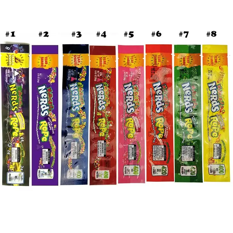 
MEDICATED Nerds Rope Empty Edible Packaging bas Nerds Rope Candy Nerdsrope Gummy bags Three edge-sealing bag foil Food package 