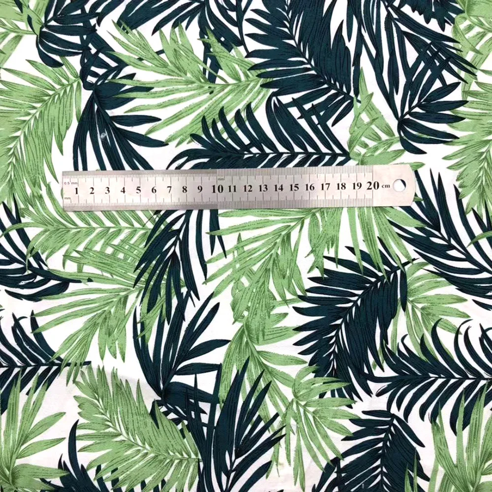 
100% cotton printed fabric palm tree large leaf poplin printed fabric beach pants fabric American market 