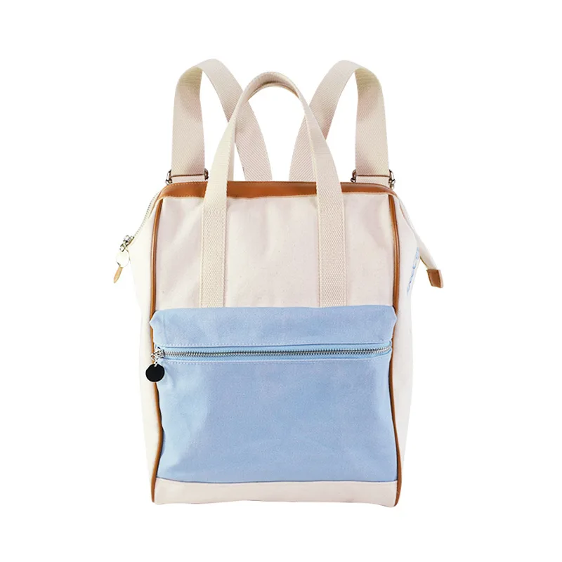 

Canvas Contrast Backpack Travel Girls Blue Letter Embroidered Women school Backpacks